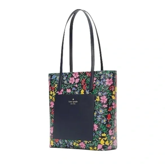 Kate Spade NWT Daily Tote Floral Statement Bag Navy Blue Bright Springtime Gift - Picture 14 of 14